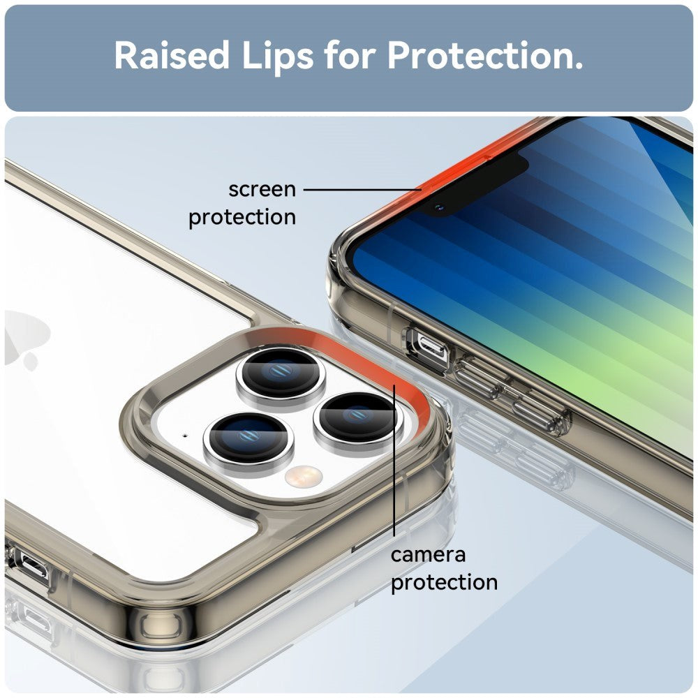 iPhone 14 Pro Hybrid Plastik Cover - Gennemsigtig / Transparent Grå