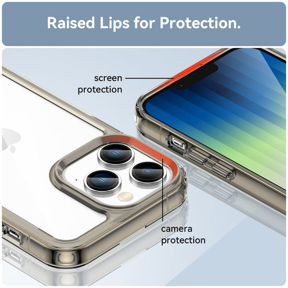 iPhone 14 Pro Hybrid Plastik Cover - Gennemsigtig / Transparent Grå