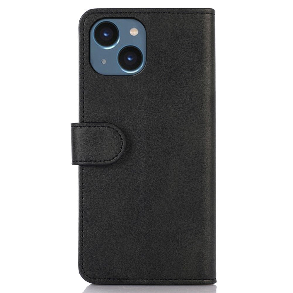 iPhone 14 Kunst Læder Cover m. Pung - Sort