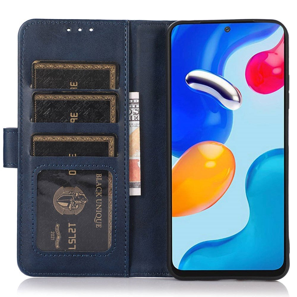 iPhone 14 Kunst Læder Cover m. Pung - Blå