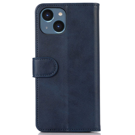 iPhone 14 Kunst Læder Cover m. Pung - Blå