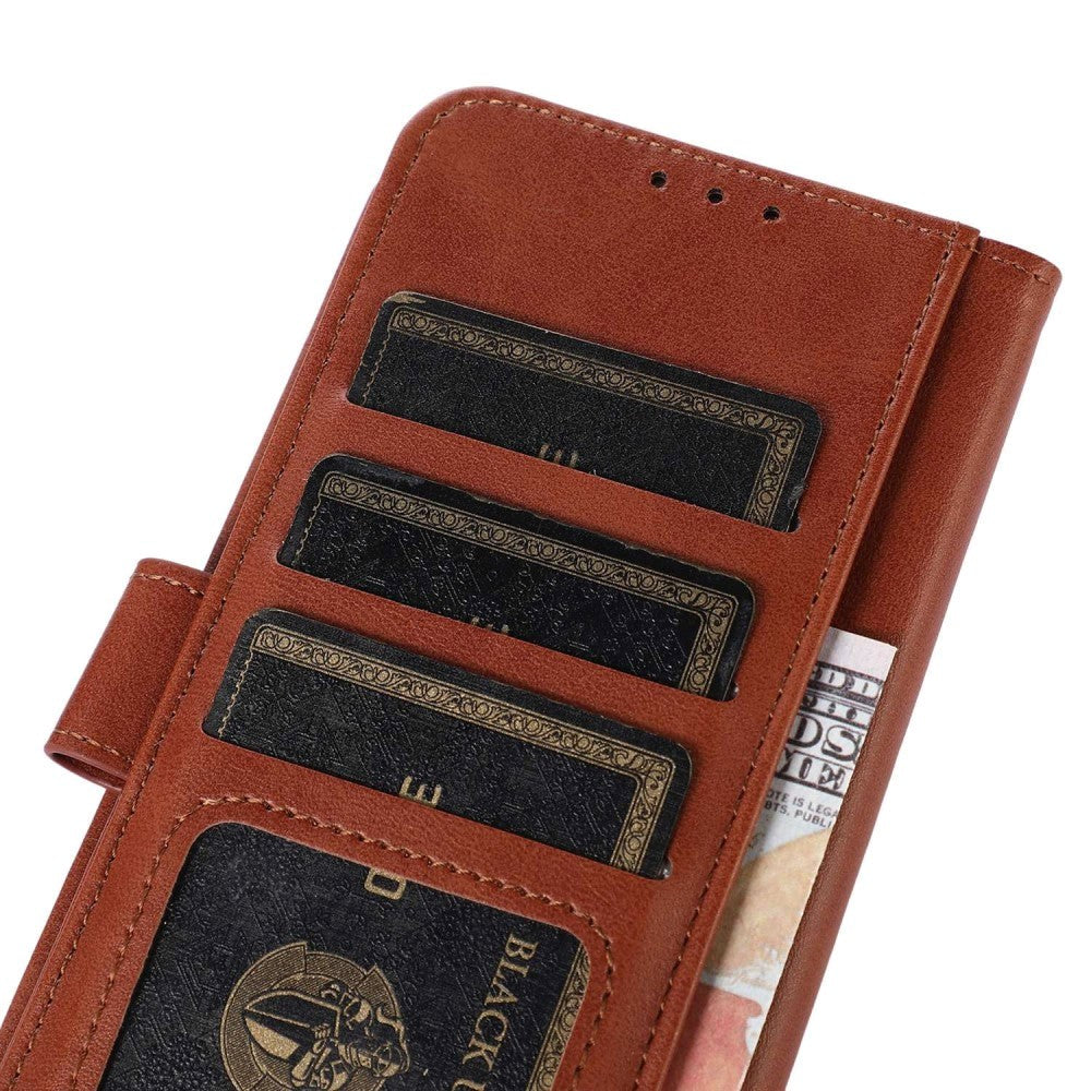iPhone 14 Kunst Læder Cover m. Pung - Brun