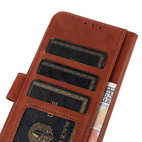 iPhone 14 Kunst Læder Cover m. Pung - Brun