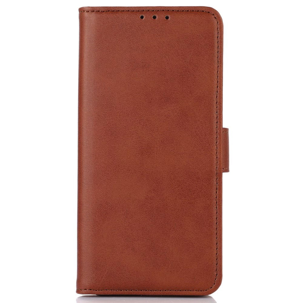 iPhone 14 Kunst Læder Cover m. Pung - Brun
