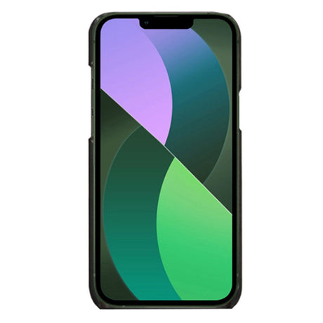 iPhone 14 Læderbetrukket Plastik Cover m. Kortholder - Sort