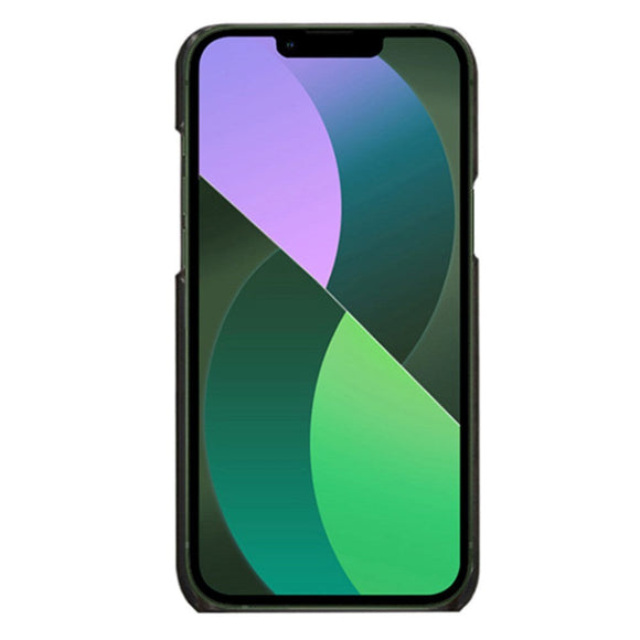 iPhone 14 Læderbetrukket Plastik Cover m. Kortholder - Sort