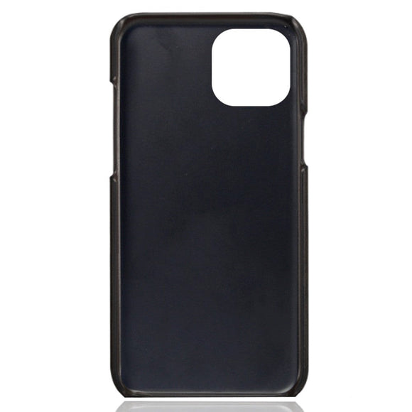iPhone 14 Læderbetrukket Plastik Cover m. Kortholder - Sort