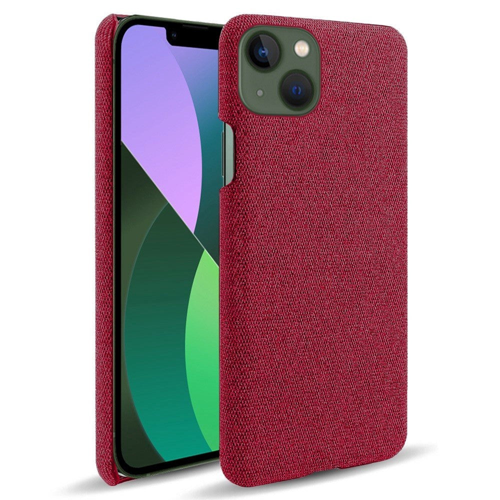 iPhone 14 Plus Stofbetrukket Plastik Cover - Rød