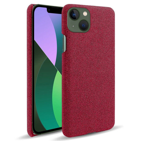 iPhone 14 Plus Stofbetrukket Plastik Cover - Rød