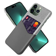 iPhone 14 Pro Læder & Tekstil Cover m. Kortlomme - Grå