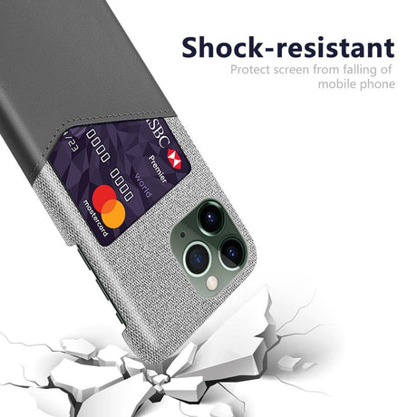 iPhone 14 Pro Læder & Tekstil Cover m. Kortlomme - Grå
