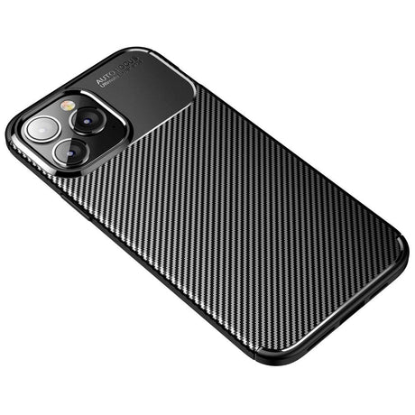 iPhone 14 Pro Carbon Fiber Fleksibelt Plastik Cover - Sort