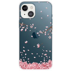 iPhone 14 Fleksibel Cover i TPU Plast - Gennemsigtig m. Lyserøde Blomster