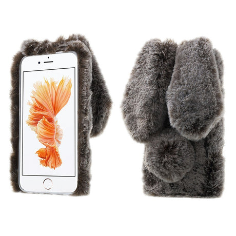 iPhone 8 Plus / 7 Plus Kanin Pels Cover Case Gråbrun