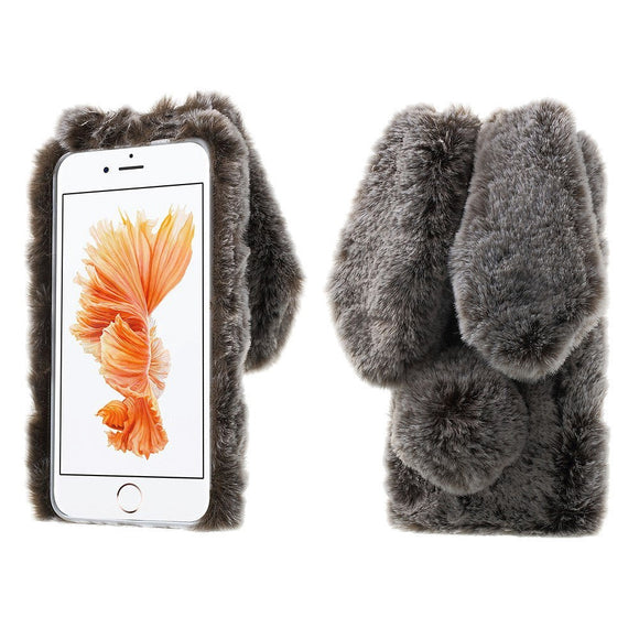 iPhone 8 Plus / 7 Plus Kanin Pels Cover Case Gråbrun