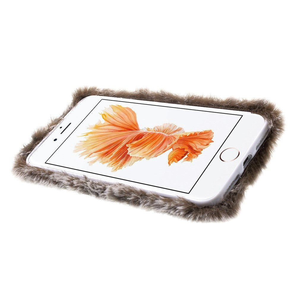 iPhone 8 Plus / 7 Plus Kanin Pels Cover Case Gråbrun