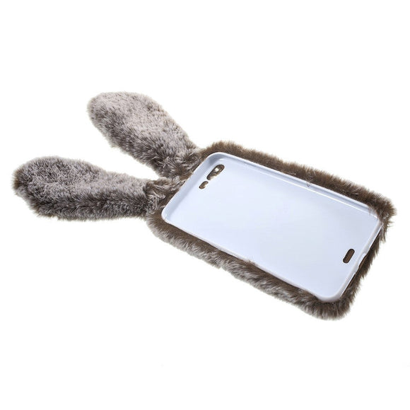 iPhone 8 Plus / 7 Plus Kanin Pels Cover Case Gråbrun