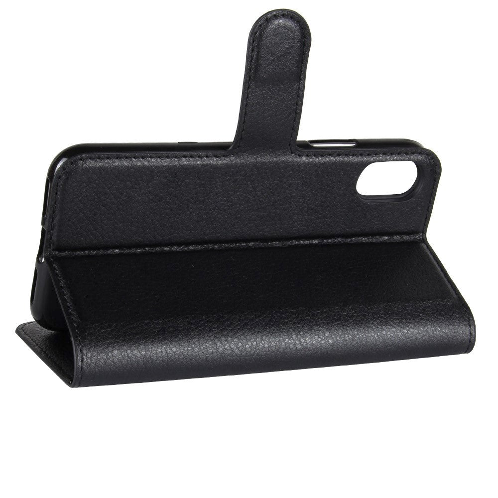 iPhone X / Xs Læder Cover m. Pung Soft Pouch Sort