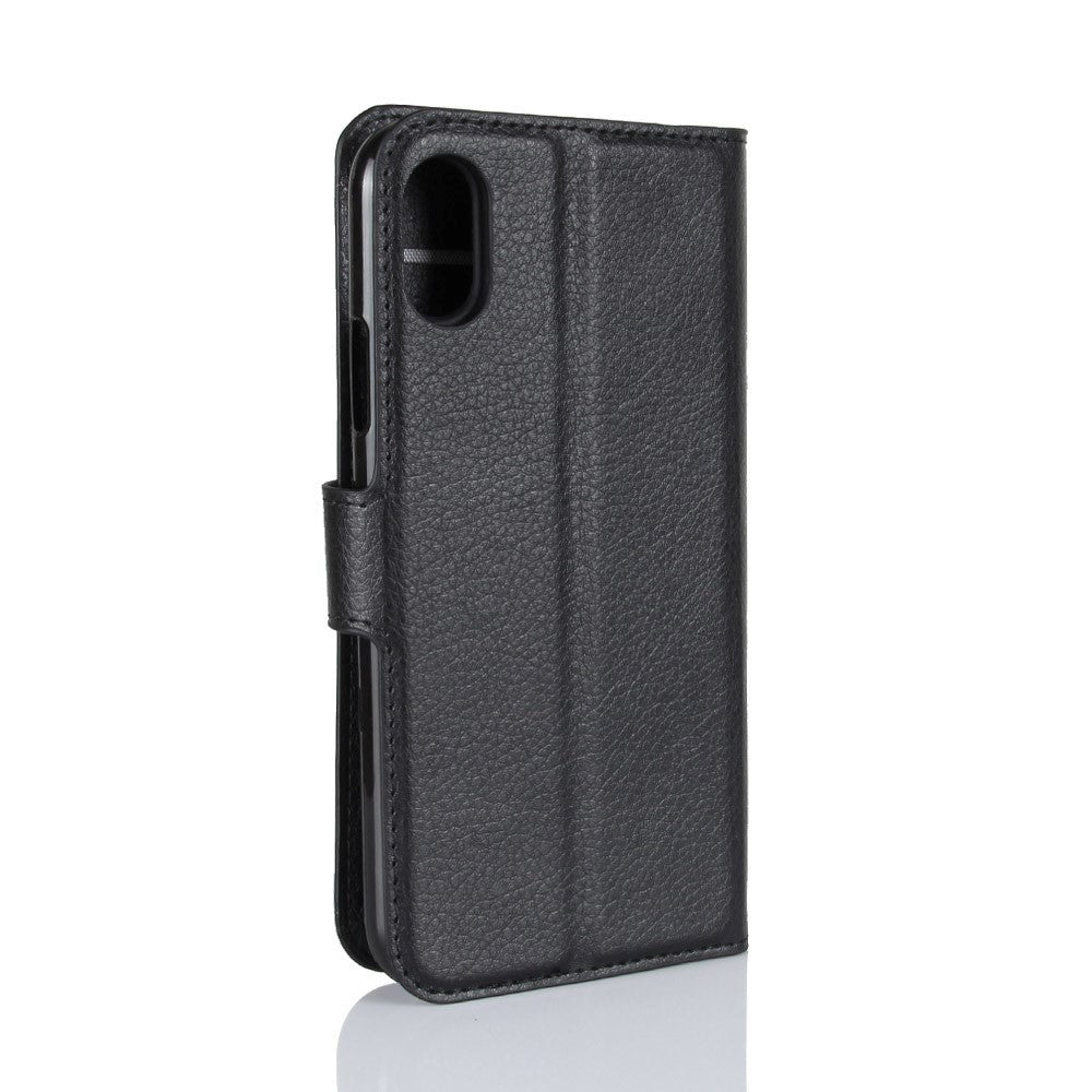 iPhone X / Xs Læder Cover m. Pung Soft Pouch Sort