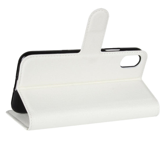 iPhone X / Xs Læder Cover m. Pung Soft Pouch Hvid