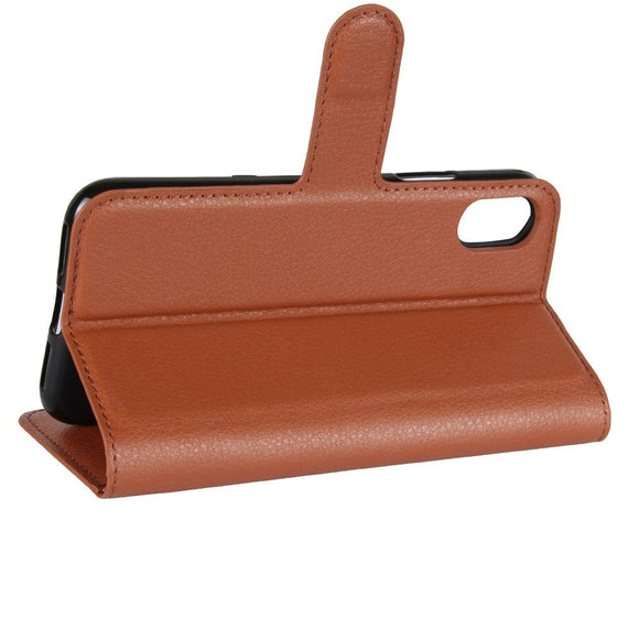 iPhone X / Xs Læder Cover m. Pung Soft Pouch Brun