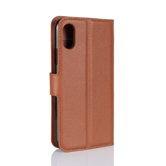 iPhone X / Xs Læder Cover m. Pung Soft Pouch Brun