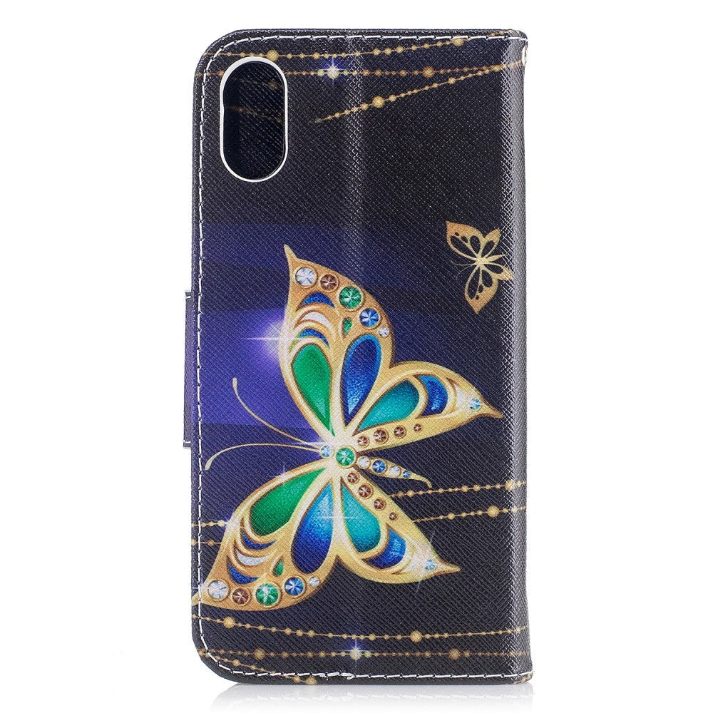 iPhone X / Xs Cover m. Pung Diamond Butterfly - Sort