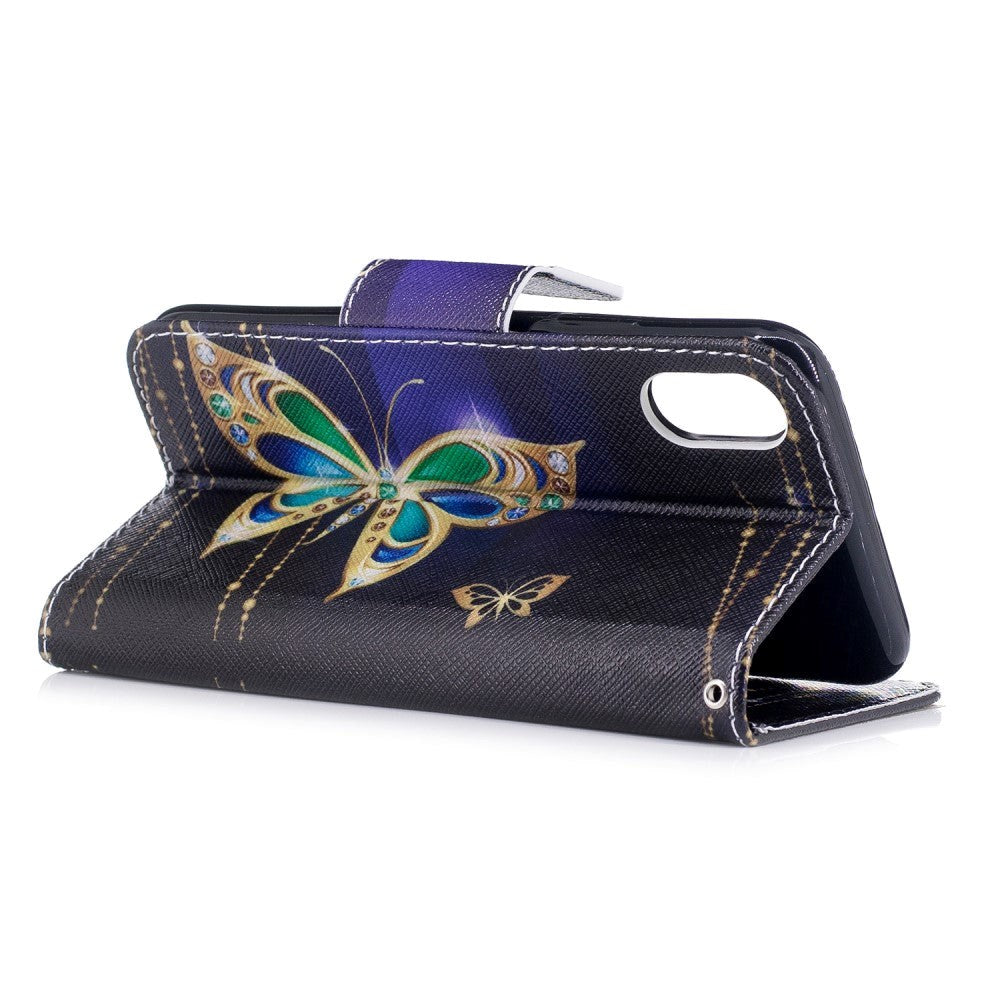 iPhone X / Xs Cover m. Pung Diamond Butterfly - Sort