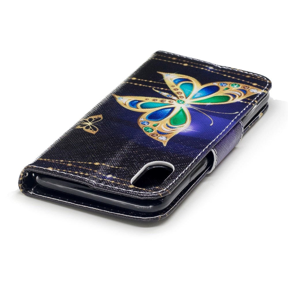 iPhone X / Xs Cover m. Pung Diamond Butterfly - Sort
