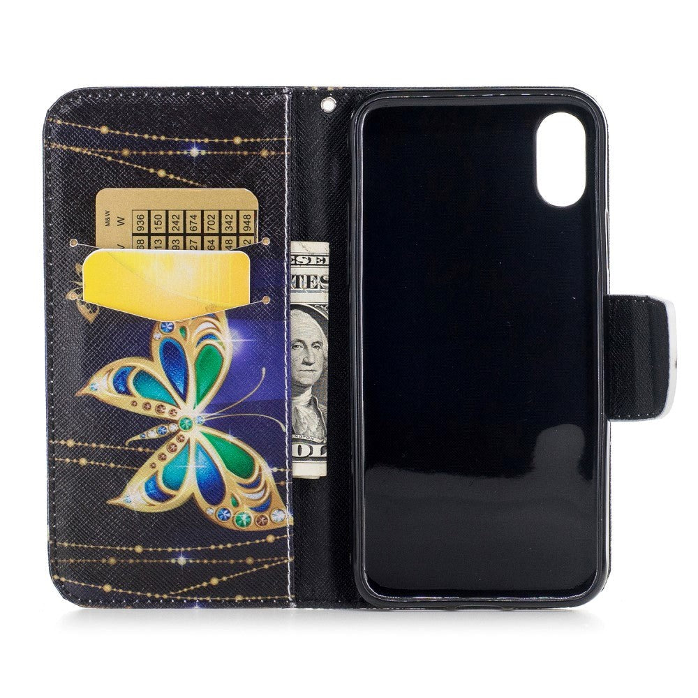 iPhone X / Xs Cover m. Pung Diamond Butterfly - Sort
