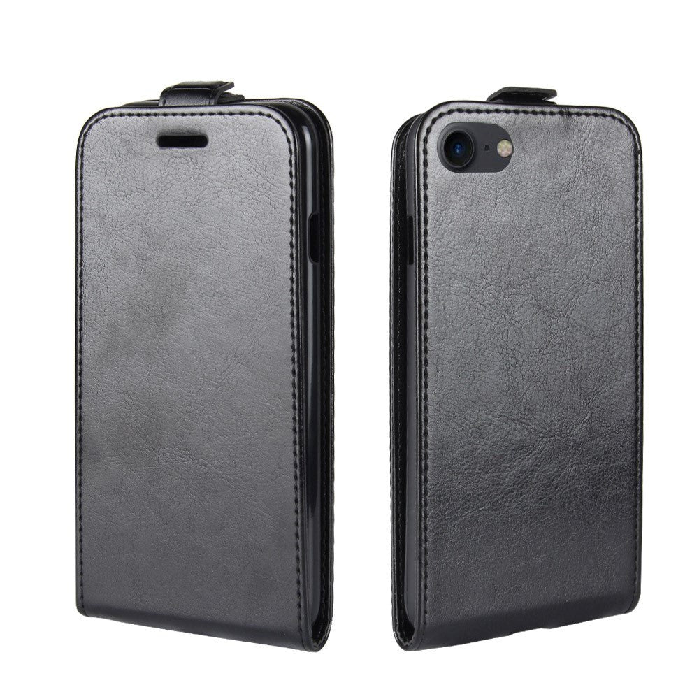 iPhone SE (2022 / 2020) / 8 / 7 Vertikalt Flip Læder Cover m. Kortholder - Sort