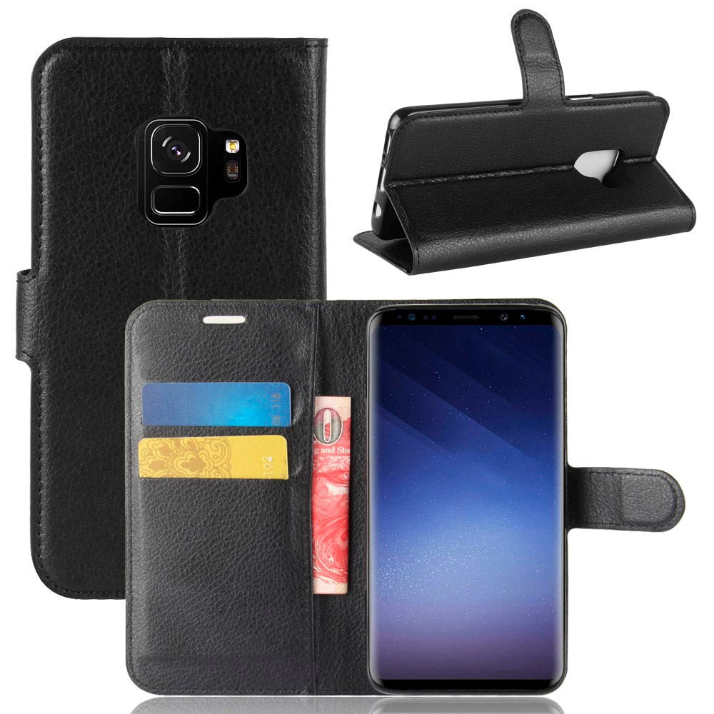 Samsung Galaxy S9 Læder Cover m. Pung Soft Pouch Sort
