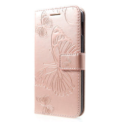 Samsung Galaxy S10E Læder Cover m. Pung Butterflies - Rose Gold