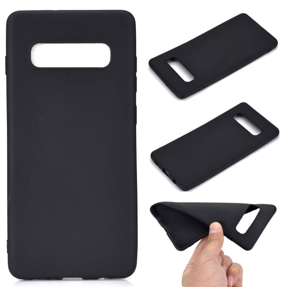 Samsung Galaxy S10+ (Plus) Fleksibelt Plastik Cover Mat Sort
