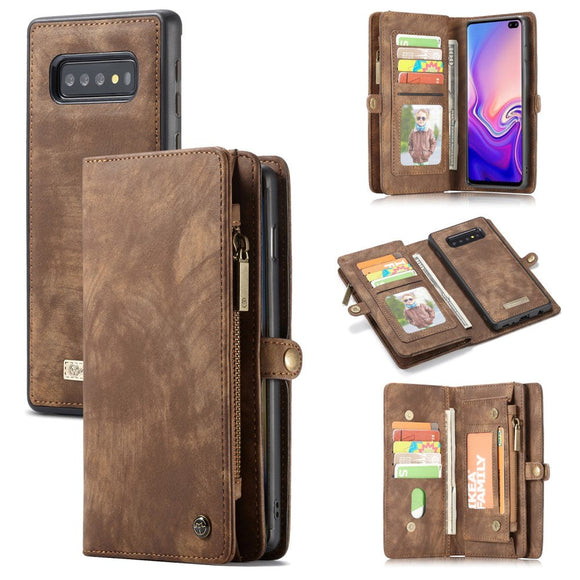 Samsung Galaxy S10+ (Plus) CASEME 2-i-1 Split Leather Wallet Cover - Brun
