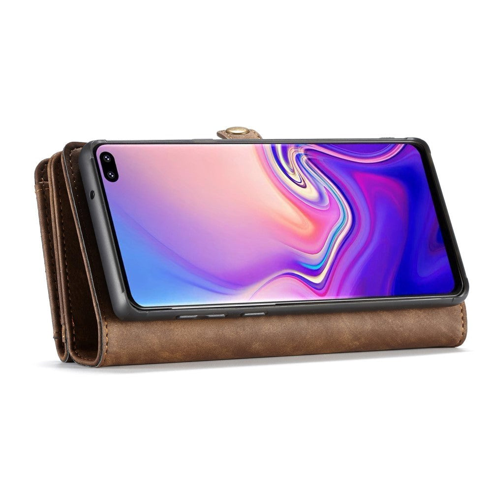Samsung Galaxy S10+ (Plus) CASEME 2-i-1 Split Leather Wallet Cover - Brun