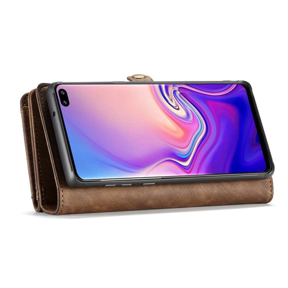 Samsung Galaxy S10+ (Plus) CASEME 2-i-1 Split Leather Wallet Cover - Brun