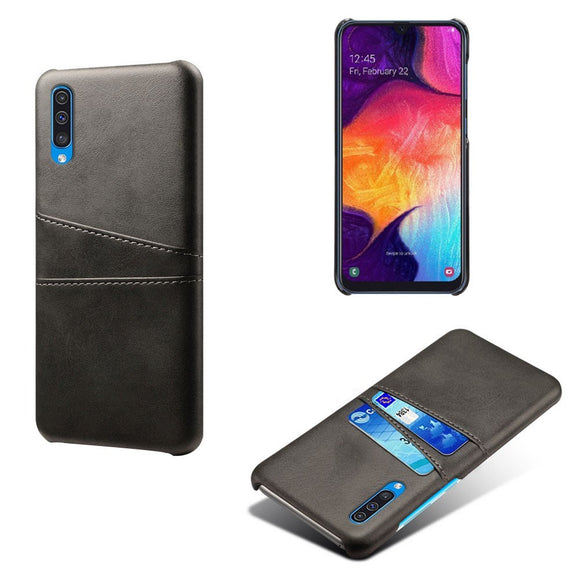 EIDERWOOD Samsung Galaxy A30s / A50 Læderbelagt Plastik Cover m. Kortholder - Sort