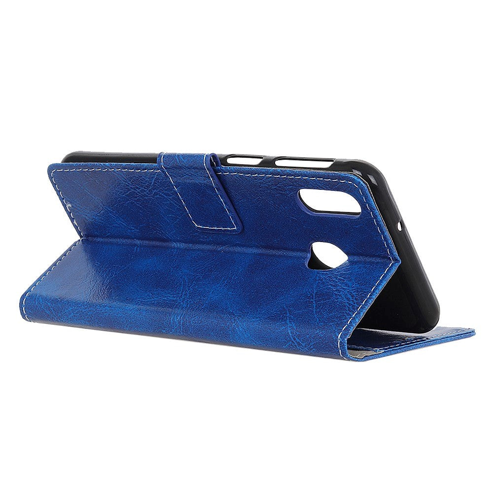 Samsung Galaxy A40 Læder Flip Cover m. Pung - Blå