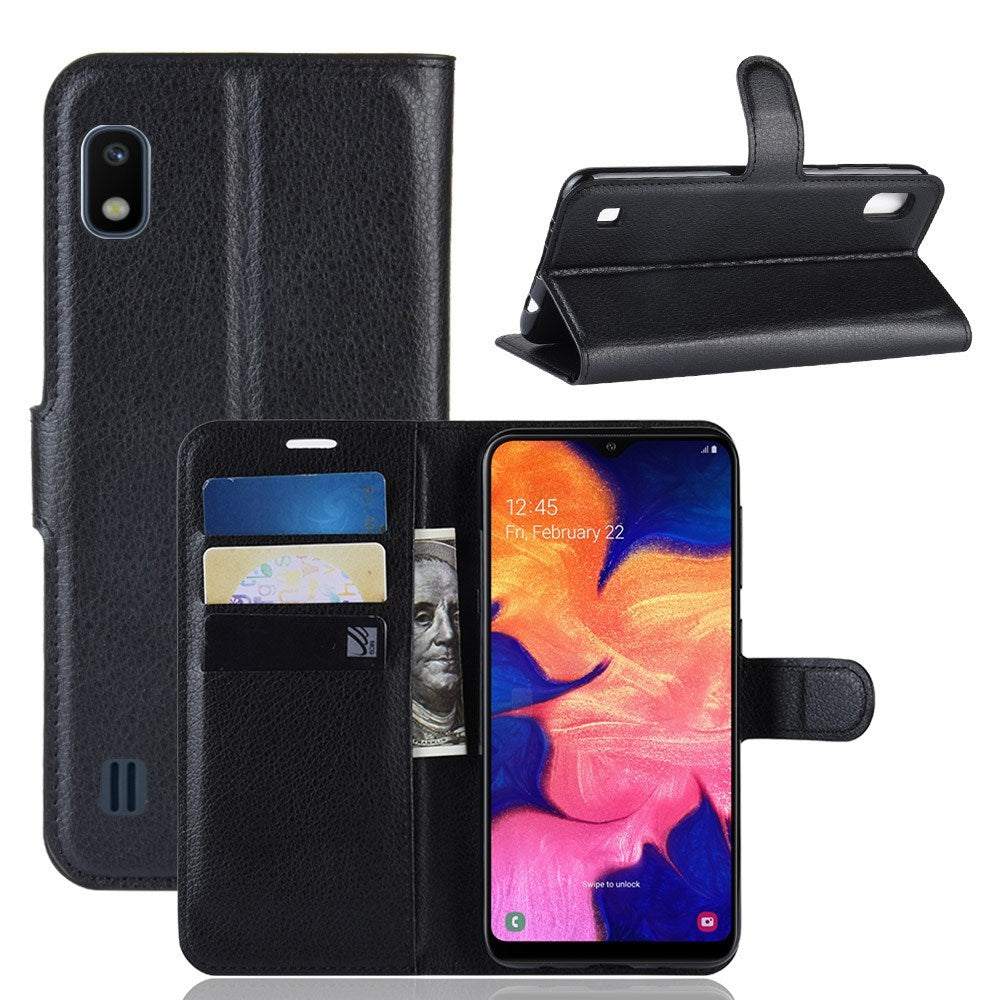 EIDERWOOD Samsung Galaxy A10 Litchi Kunstlæder Cover m. Pung - Sort