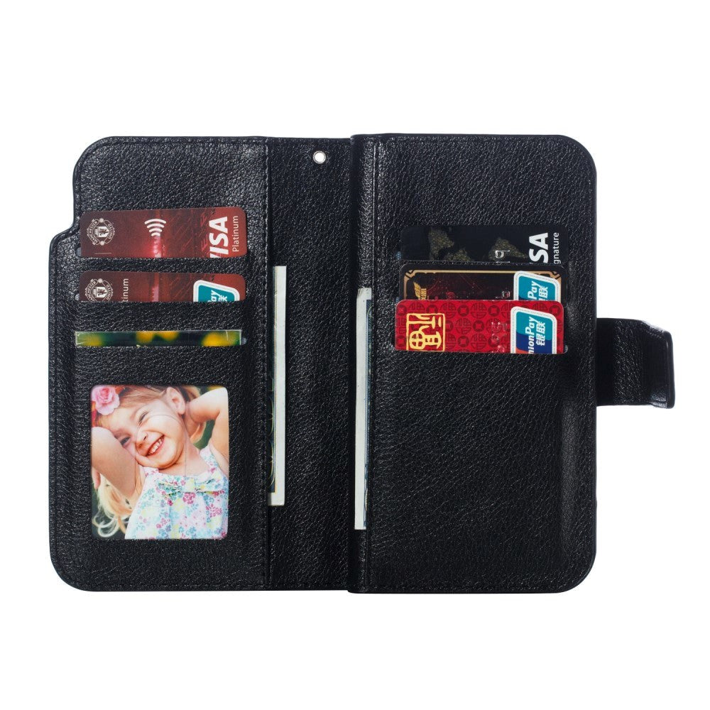 Samsung Galaxy A40 Dobbelt Flip Læder Cover - Sort