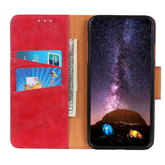 Samsung Galaxy A20s Neutralt Læder Cover m. Pung Rød