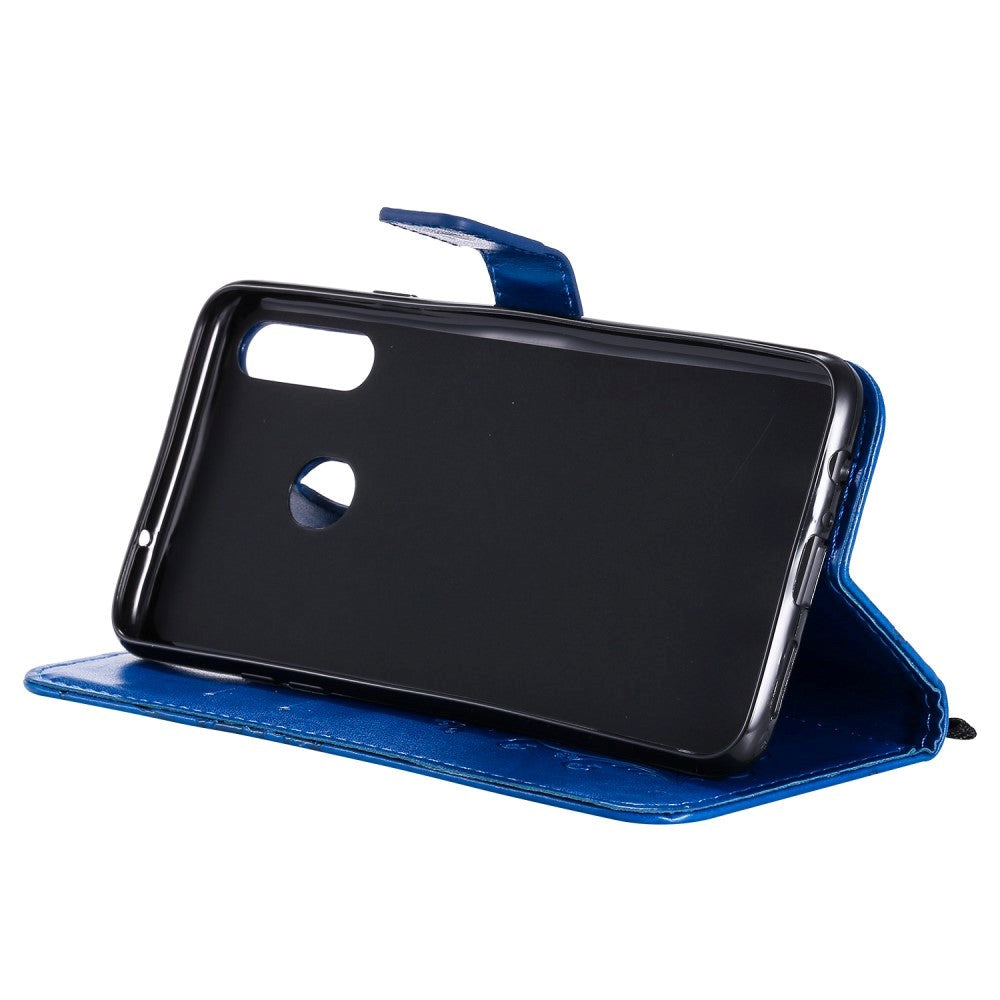 Samsung Galaxy A20s Læder Cover m. Pung Sommerfugl - Blå