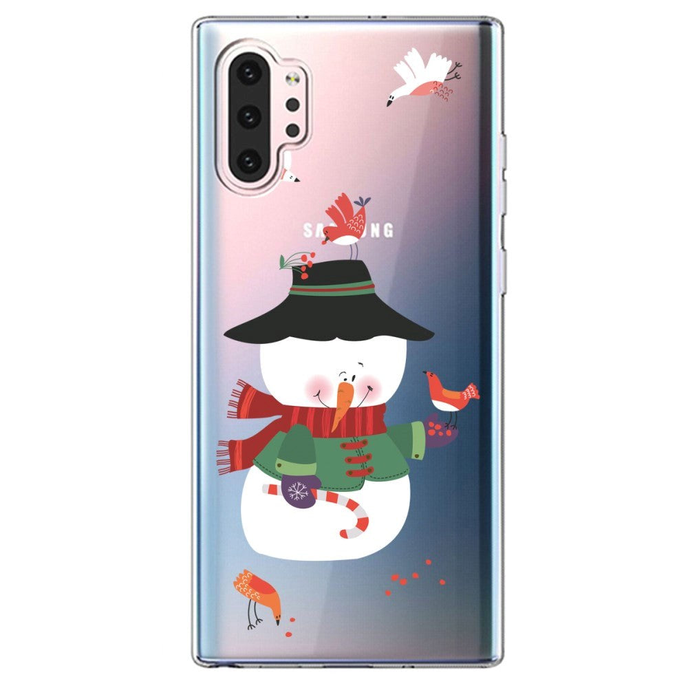 Samsung Galaxy Note 10+ (Plus) Fleksibelt Plastik Jule Cover - Snemand m. Fugle