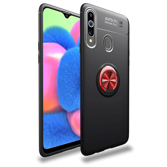 Samsung Galaxy A20s Cover m. Magnetisk Kickstand Sort m. Rød Ring