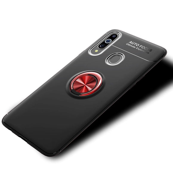 Samsung Galaxy A20s Cover m. Magnetisk Kickstand Sort m. Rød Ring