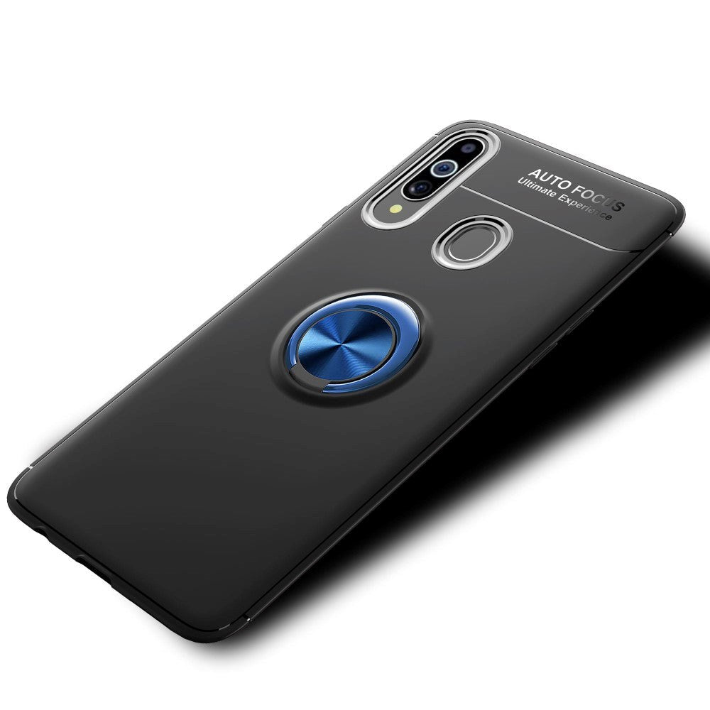 Samsung Galaxy A20s Cover m. Magnetisk Kickstand Sort m. Blå Ring