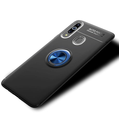 Samsung Galaxy A20s Cover m. Magnetisk Kickstand Sort m. Blå Ring