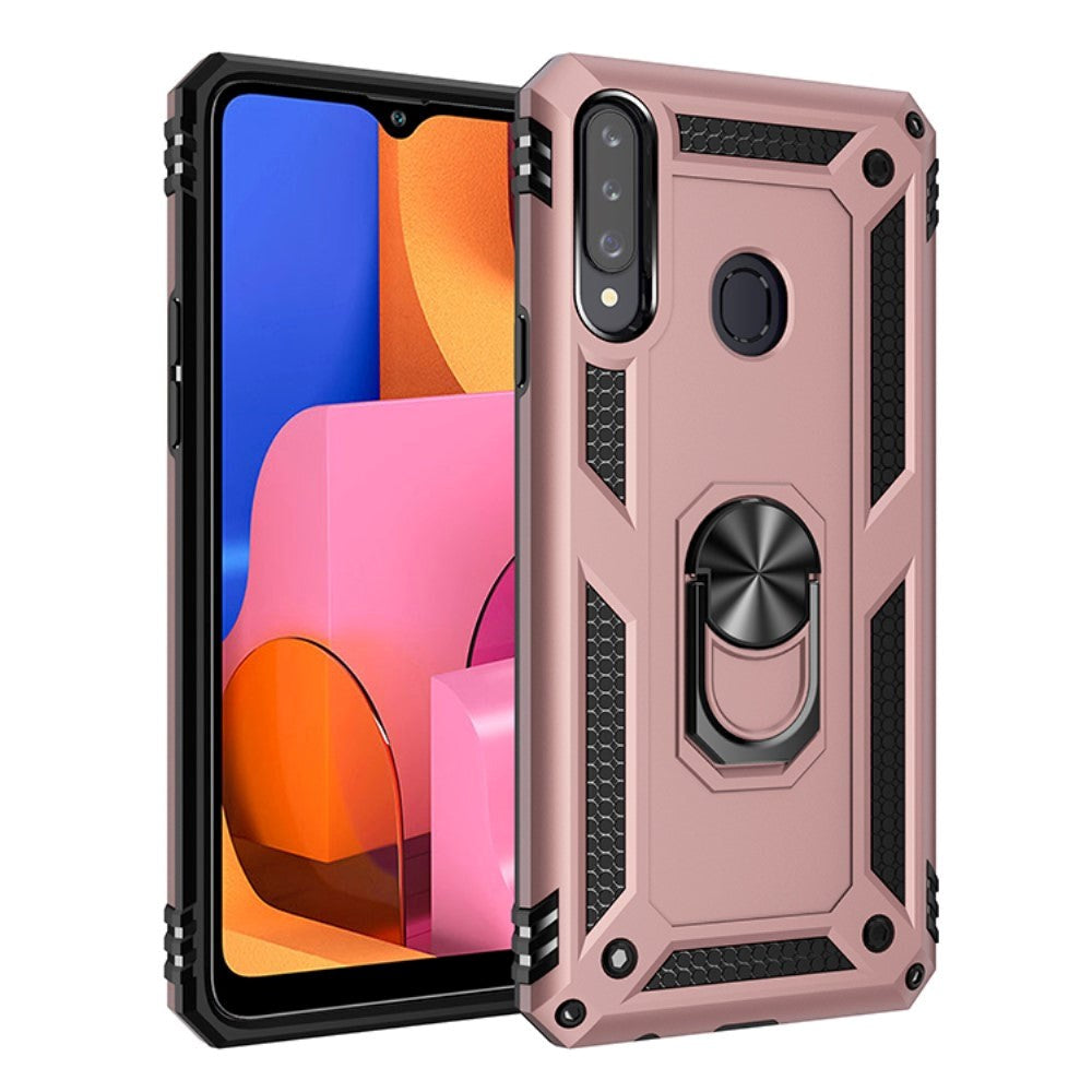 Samsung Galaxy A20s Håndværkercover m. Magnetisk Kickstand - Lyserød
