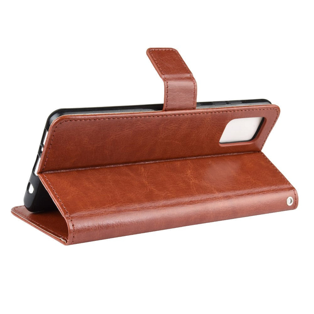 Samsung Galaxy A51 Læder Cover m. Pung & Strop - Brun